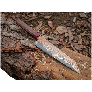 Couteaux de cuisine japonais faits à la main en acier Damas, manche en bois de noyer, étui en cuir, écologiques, tranchants comme des rasoirs - Product Image 1