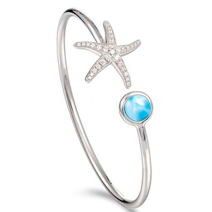 Bracelets en argent sterling 925 plaqué rhodium avec serti clos et larimar naturel, délicats, pour mariage, fête, unisexe, vente en gros - Product Image 2