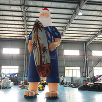 Zhenmei 25ft Noël Plage-Thème Publicité Gonflable Décoration Géant Père Noël Surf Planche À Roulettes avec 1 An De Garantie