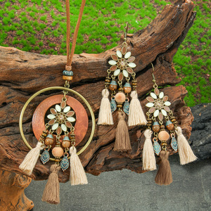 Parure de bijoux bohème en alliage, collier et boucles d'oreilles pour femme, style bohème pour soirée 2025 - Product Image 3
