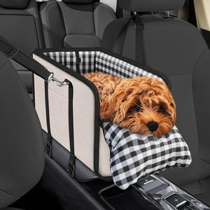 Siège de voiture pour animaux de compagnie, accoudoir portable pour chien, siège en grille pour petit chien avec rembourrage doux et <span class=keywords><strong>ceinture</strong></span> de sécurité - Product Image 2