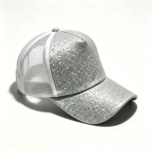Wholesale Unisex Glitter Trucker <b>Hat</b> Sparkly Silver Mesh Back Adjustable Bling Sequined Sports <b>Cap</b> Outdoor Casual Canvas - Product Image 6