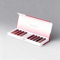 Boîte cadeau pour gloss à lèvres à impression numérique, ensemble de crayons à lèvres et de gloss à lèvres, boîte d'emballage en carton en forme de livre, boîte d'emballage pour rouge à lèvres