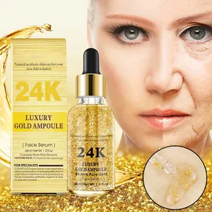 Wholesale 24K Gold Serum Private Label Whitening Anti Aging Anti Wrinkle Vitamin C Hyaluronic Acid Collagen 24K Gold Face Serum