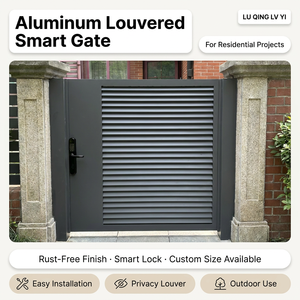 <span class=keywords><strong>Portail</strong></span> piétonnier à persiennes en aluminium avec serrure intelligente, <span class=keywords><strong>portail</strong></span> de jardin moderne pour cour intérieure, sans rouille, thermolaqué, OEM - Product Image 1