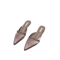 Nouveau grande taille 35-43 femmes élégantes sandales à bout pointu plat avec demi-chaussures pointues doux pantoufles à talons courts sandales diapositives