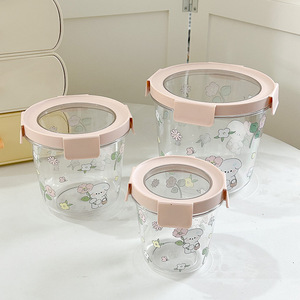 キッチンオーガナイザーかわいい冷蔵庫収納ボックスBPAフリープラスチックPETキャニスタースナックジャーシリアルティーコーヒー砂糖食品容器 - Product Image 3