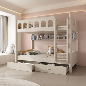<span class=keywords><strong>Letto</strong></span> a Castello Moderno in Legno Massello Intagliato a Mano per <span class=keywords><strong>Cameretta</strong></span> Bambini con Scala e Cassetti Portaoggetti - Product Image 3