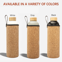Botol Air Sauna Vakum Stainless Steel 20oz 34oz Laris Manis dengan Tutup Kayu dan Selongsong Gabus Berinsulasi Kombinasi Neoprene