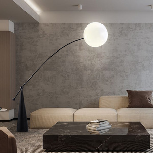 Contemporary Minimalist LED <strong>Floor</strong> <strong>Lamp</strong> with Creative <strong>Arc</strong> E27 Base Adjustable Height High CRI 90 Iron Frame for Hotel Use - Product Image 2