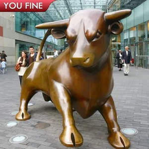 Berühmten Außen Dekoration Bronze Wall Street Bull Skulptur Kupfer Cattle Statue