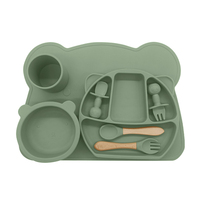 Ensemble d'alimentation pour bébé en silicone de qualité alimentaire, personnalisable, vente en gros d'usine, sans BPA, assiette et couverts pour enfants