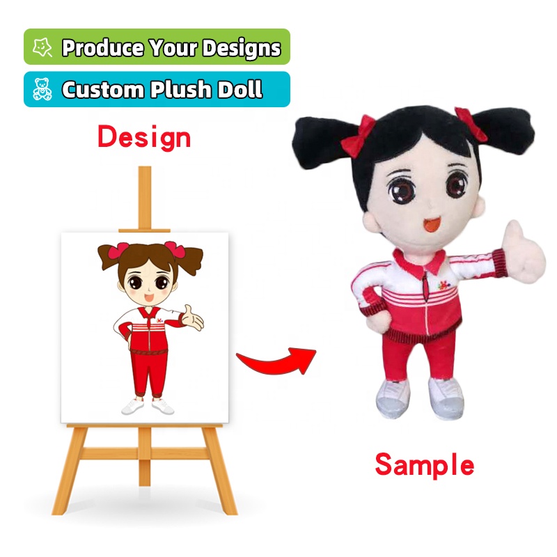 OEM ODM Service Custom Lovely Stand up Dolls Custom Cartoon Soft Plush Doll Small Stuffed Toy