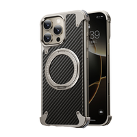 Étui de luxe pour iPhone 16 Pro Max avec support magnétique invisible à 360° pour iPhone 16 Pro, idéal pour les hommes - Dropshipping