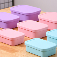 Vente en gros récipients et rangement des aliments rectangulaires 3 boîtes à lunch en silicone Bento de cuisine portable pour micro-ondes pour enfants travail camping