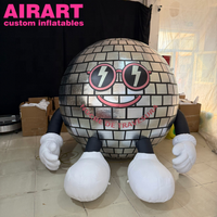 Ballon gonflable disco argenté en forme de dessin animé pour décoration musicale