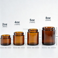 Bocaux cosmétiques en verre ambré de 150 ml (5 oz) à large ouverture, de qualité alimentaire, vides, pour crème visage, bougies, pâte de vanille, avec couvercle à vis hermétique