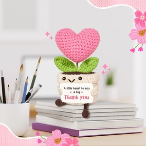 Neue Positive Häkel-Pflanzentöpfe mit Rosa Herz, Nonna-Geschenke, Geburtstagsgeschenke für Mädchen, Lehrergeschenke, Häkelherz-Topfpflanze, Schreibtisch-Deko - Product Image 5