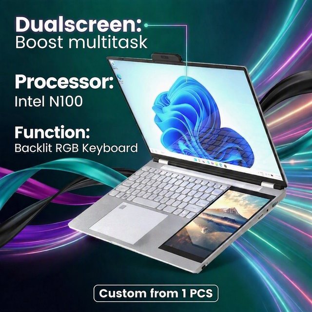 15.6 + 7 Inch Intel Dual Screen Business Laptop 8GB 16GB 512GB 1TB SSD Ordinateur Portable I7 Core 11th 12th Gen Laptop Computer