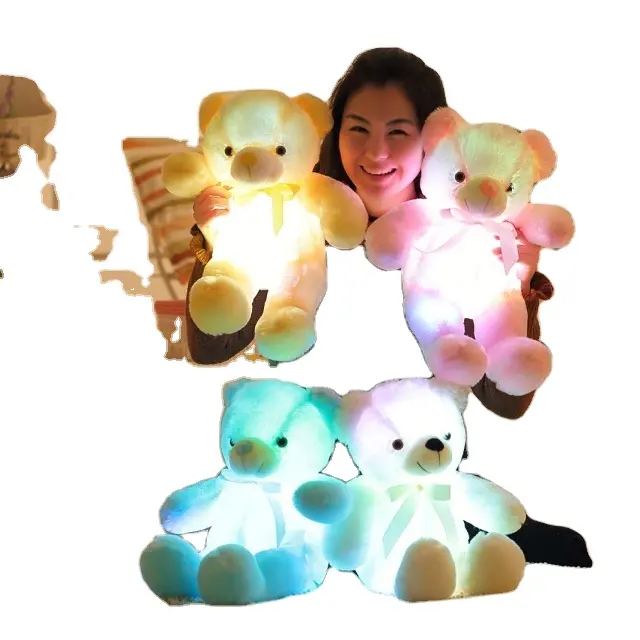 Лидер продаж, креативный светящийся светодиодный красочный светящийся 50 см 70 см плюшевый мишка, плюшевая игрушка, рождественский подарок