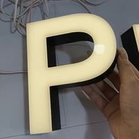 Enseigne lumineuse LED 3D à lettres en métal noir, éclairage frontal, lumière chaude douce, enseigne de marque pour boutique de vêtements, bureau, intérieur, logo mural