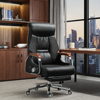 Chaise de bureau de direction ergonomique de luxe contemporaine en cuir PU avec base pivotante et réglage manuel de la hauteur pour conférence et réception