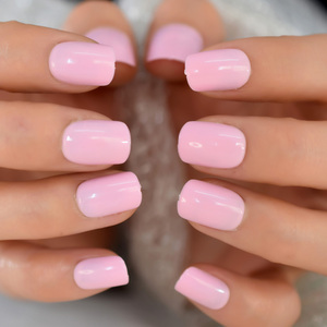 <span class=keywords><strong>Uñas</strong></span> postizas <span class=keywords><strong>cortas</strong></span> <span class=keywords><strong>de</strong></span> acrílico, color rosa claro, diseño Simple, ovalado, brillante - Product Image 2