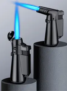 Encendedor de Pipa de cigarro de diseño personalizable ajustable a prueba de viento antorcha de pistola recta de llama azul