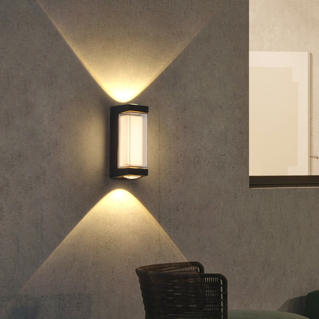 Modern IP65 Waterproof ABS Multi Sided Design Lighting Outdoor Wall Lights for Garden Park Porch Sconce Black Wall Lamp