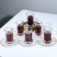 Tasse à café ou à thé en verre transparent de 100 ml, design floral ambre arabe, style rétro vintage, luxe léger, pour la maison ou le bureau