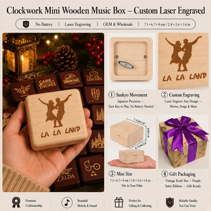 Boîte à musique <span class=keywords><strong>La</strong></span> <span class=keywords><strong>La</strong></span> <span class=keywords><strong>Land</strong></span> Sankyo en bois d'érable, à manivelle, 18 notes, mécanisme à remontoir, gravure laser personnalisée, cadeau avec bande originale du <span class=keywords><strong>film</strong></span>, OEM - Product Image 2