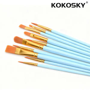 Ensemble de pinceaux plats et biseautés professionnels en poils naturels de plantes, certifiés CE, pour le travail de précision, la peinture corporelle sécurisée pour enfants, adultes et adolescents - Product Image 2