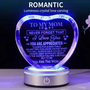Décoration lumineuse en cristal d'amour sculpté cadeau de vacances cadeau d'anniversaire de mariage Saint Valentin