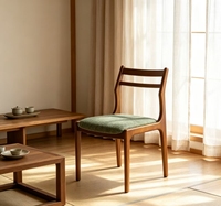 Chaise de salle à manger en bois massif avec coussin en tissu lin, design moderne et ergonomique, idéale pour appartements, salons, cafés et restaurants
