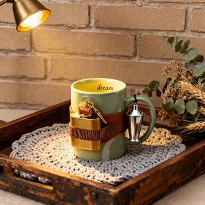 Mới lạ Retro Mini Hip + gốm Mug Quà Tặng cốc cà phê thép không gỉ xách tay rượu Whisky Flask Bộ cho du lịch cắm trại người yêu - Product Image 2