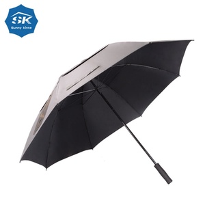 Promotional Gifts Folding Golf Umbrella Built-In Fan Water Spray UV Protection Custom Logo Multi Colored Wood Hanging Function - Product Image 2