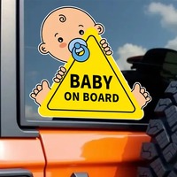Autocollant d'avertissement pour voiture « Bébé à bord », dessin animé mignon, imperméable, résistant aux UV, autocollant en vinyle auto-adhésif pour la décoration extérieure des vitres de voiture