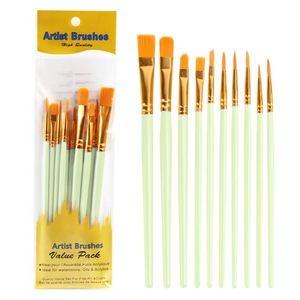 HCHWENH Pinceaux professionnels de haute qualité <span class=keywords><strong>pour</strong></span> artistes, 10 pièces/ensemble, poils en nylon, manche en <span class=keywords><strong>plastique</strong></span>, modèle HB-2, <span class=keywords><strong>pour</strong></span> la <span class=keywords><strong>peinture</strong></span> - Product Image 1