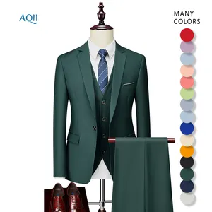 热销修身漂亮商务男士套装绿色男士婚礼套装