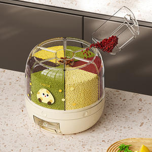 Seau à riz rotatif Mtbese avec couvercle hermétique, conteneur de stockage multi-céréales, anti-insectes, anti-humidité, pour usage domestique - Product Image 2