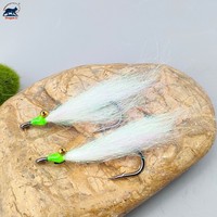 ODM Fluo Green Crazy Charlie 5/0 4/0 Mouche de pêche en eau salée anti-accrocs motif crevette pour la pêche en platée, avec hameçon offset, pour la pêche au bonefish