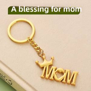 Porte-clés <span class=keywords><strong>mousqueton</strong></span> en acier inoxydable pour la fête des Mères et des Pères avec lettres anglaises MAMAN/PAPA - Petit pendentif cadeau - Product Image 2