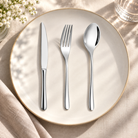 Ensemble de vaisselle en acier inoxydable au design classique, miroir, pour restaurants, hôtels, cuisines. Comprend des couteaux à dîner, des cuillères à dessert, des couverts de table