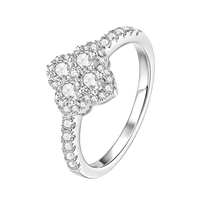 Bague de Fiançailles en Moissanite D VVS1 de 3 mm, Style Floral Trèfle à Quatre Feuilles, en Rhodium, pour Anniversaire de Mariage ou Cadeau de Mariage