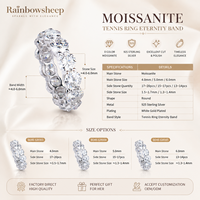Bague Tennis en Argent Sterling S925 avec Moissanite, Bague Éternité Scintillante Entièrement Pavée de Pierres, Bijoux Hip-Hop Raffinés, Cadeau pour Hommes et Femmes