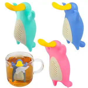 BPA miễn phí tái sử dụng ấm trà tiện ích vịt hình dạng dễ thương Tea Infuser lọc cấp thực phẩm tái sử dụng hình dạng cà phê Infuser lọc dễ dàng sử dụng