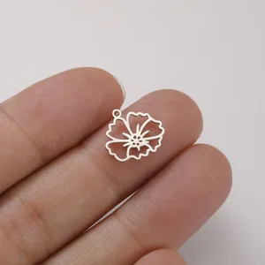 <span class=keywords><strong>Lot</strong></span> de 12 breloques en acier inoxydable, motifs fleurs du mois de <span class=keywords><strong>naissance</strong></span> (Aster, Violet, Œillet, Lotus, Pavot), pour la fabrication de bijoux DIY, vente en gros - Product Image 5