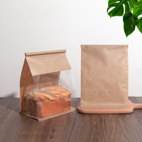 Sacs à pain jetables en papier kraft avec fenêtre transparente, fermeture à fil roulé, résistants à l'eau et à l'huile, qualité alimentaire, pour boulangerie, vente en gros