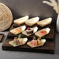Assiettes jetables en bois en forme de bateau de 1000 pièces, 4 pouces (10,2 cm), assiettes en bambou, assiettes jetables en feuille de bambou pour sushi, plateaux de service