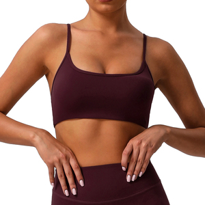 Soutien-gorge de yoga à col en U pour femmes Compression doux bretelles fines rembourré réservoir push-up coton Spandex vêtements de sport disponibles XS imprimé uni - Product Image 3